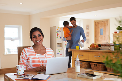 Social mom at laptop